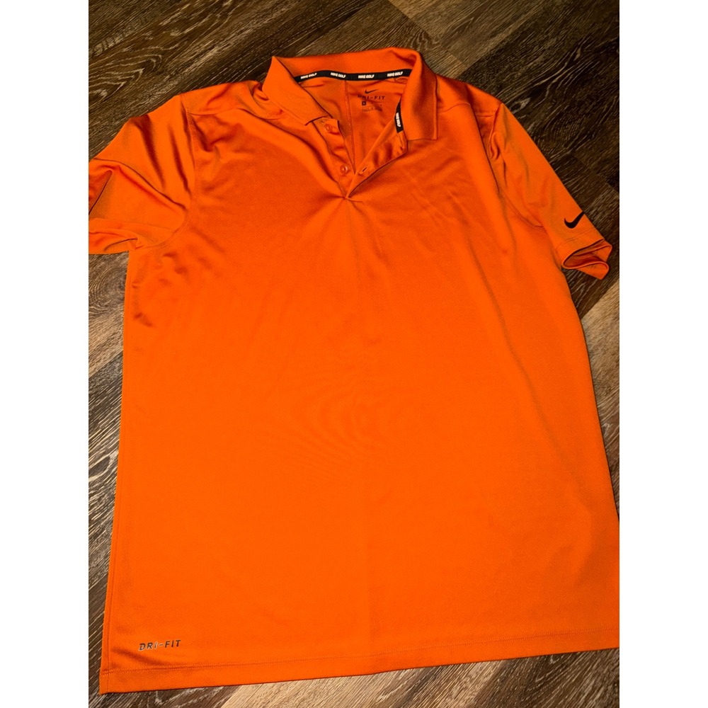 Nike Golf Dri-FIT Polo Shirt Mens Large Orange Short Sleeve Performance Top